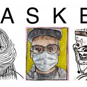 Illustration of three faces with different versions of masks and the title MASKED at the top