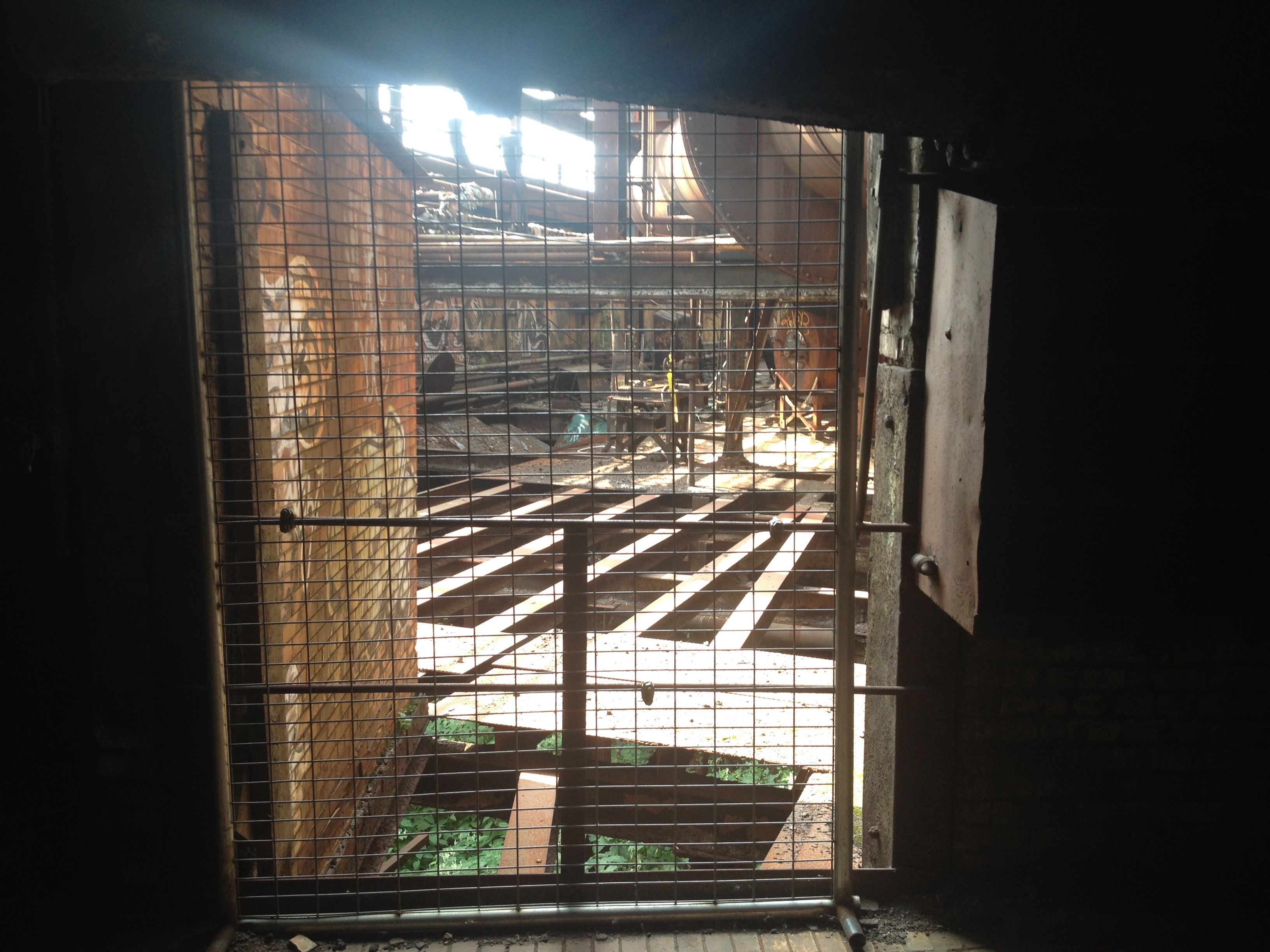 View through grate at blast furnace